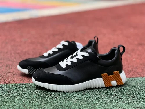 Hermes Bouncing Black White Brown Men's Sneakers