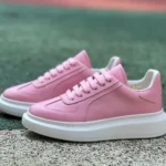 Alexander McQueen Pink White Leather Low-Top Sneakers