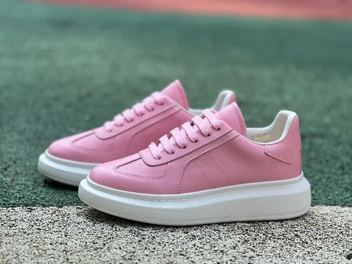 Alexander McQueen Pink White Leather Low-Top Sneakers