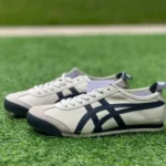 Onitsuka Tiger Mexico 66 Leather Sneakers in White Grey & Blue