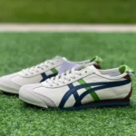 Onitsuka Tiger Mexico 66 Leather Sneakers in White Blue Green & Red