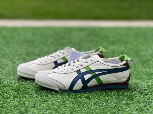 Onitsuka Tiger Mexico 66 Leather Sneakers in White Blue Green & Red