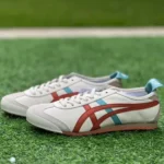 Onitsuka Tiger Mexico 66 Leather Sneakers in Beige & Red