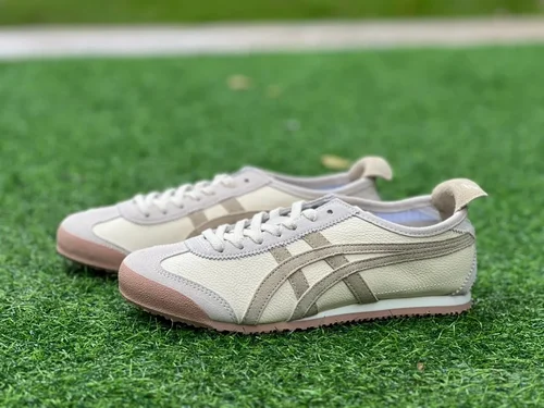 Onitsuka Tiger Mexico 66 Leather Sneakers in Beige & Brown