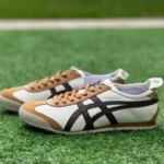 Onitsuka Tiger Mexico 66 Leather Sneakers in Beige & Brown