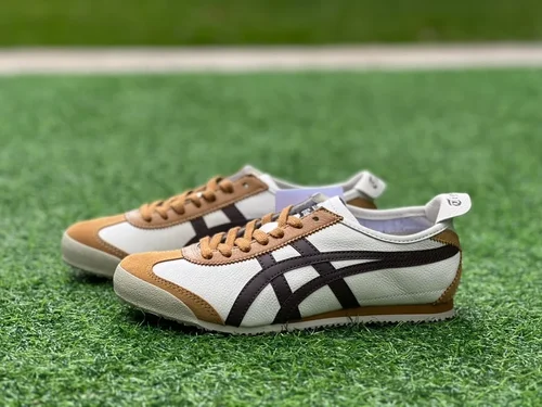 Onitsuka Tiger Mexico 66 Leather Sneakers in Beige & Brown