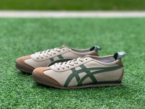 Onitsuka Tiger Mexico 66 Leather Sneakers in Beige & Brown