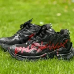 Balenciaga Runner 7.5 Black Red Logo Sneakers