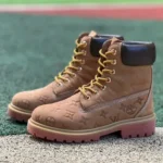 Timberland x LOUIS VUITTON High-Top Boots in Brown with Print