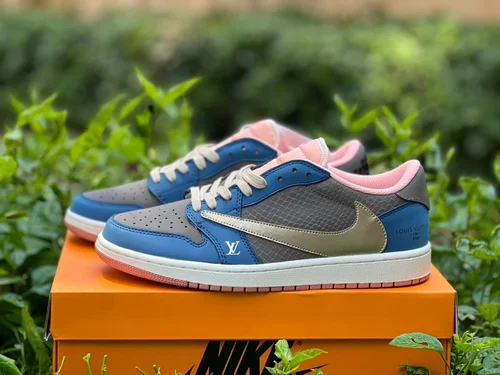 Travis Scott x Air Jordan 1 Low DM7866-669 Grey Blue Pink Wukong Reverse Swoosh