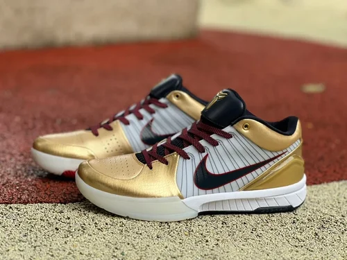 Nike Zoom Kobe 4 Gold Medal - White Black Gold Basketball Shoes