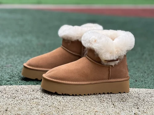 UGG Thick Sole Brown Fur Mid Top Boots