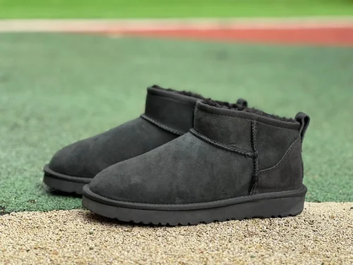 UGG Flat Sole Black Mid Top Boots