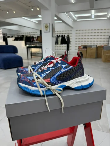 Balenciaga 10th Gen 3XL Distressed Transparent Mesh Red Blue Sneakers