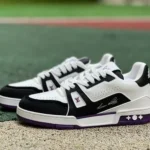 Louis Vuitton Trainer White Black Purple