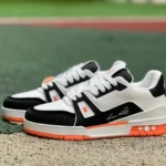 Louis Vuitton Trainer White Black Orange