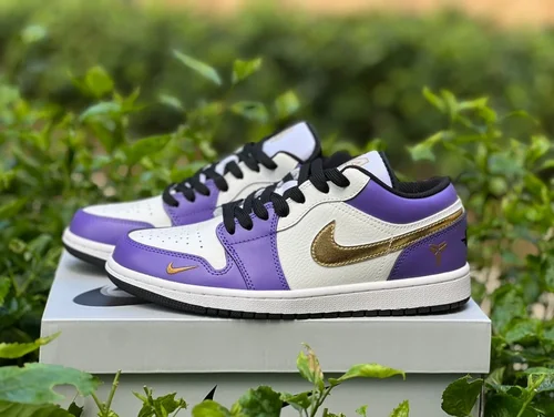 Air Jordan 1 Low DC2024-028 White Purple Gold Lakers Kobe Retro