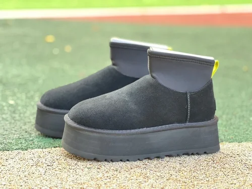 UGG Thick Sole Black Mid Top Boots