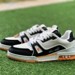 Louis Vuitton Trainer Black White Orange Y Version