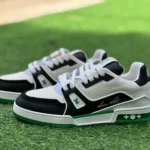 Louis Vuitton Trainer Black White Green Y Version