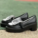 CHANEL Round Toe Slip-On Black White