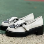 CHANEL Round Toe Slip-On White Black