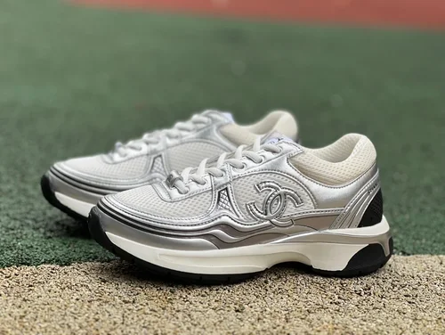 CHANEL Thick Sole Low-Top Shoes in Silver