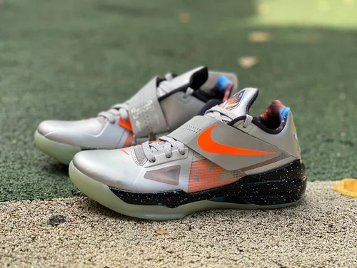 Nike KD4 Black Silver Orange Low Top Basketball Shoes FD2635-001