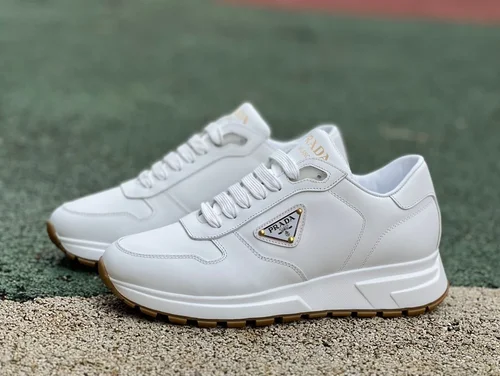 PRADA Leather Pure White Sneakers