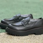 PRADA Leather Round Toe Loafer Black