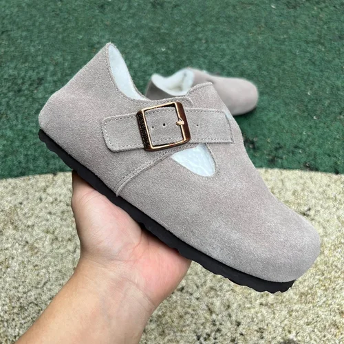 Birkenstock Fur Lined Suede Grey