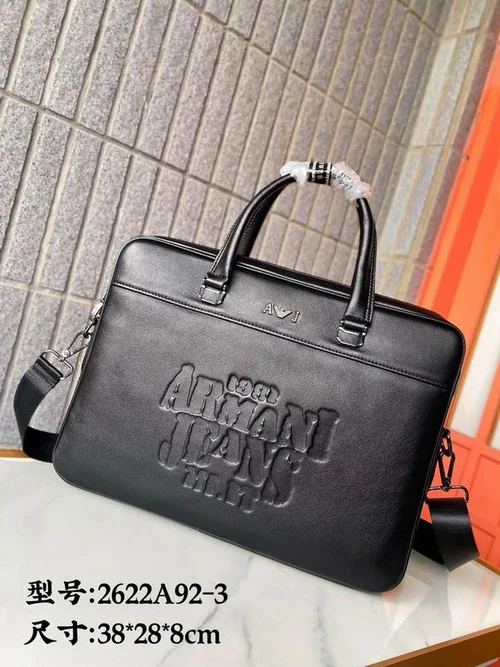 11 Emporio Armani Leather Briefcase Men Professional Business Bag