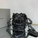 Balenciaga Original Bucket Bag Authentic Leather Drawstring Luxury