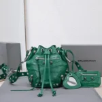 Balenciaga Original Bucket Bag Authentic Leather Drawstring Luxury
