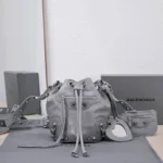 Balenciaga Original Bucket Bag Authentic Leather Drawstring Luxury