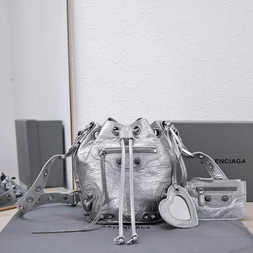 Balenciaga Original Bucket Bag Authentic Leather Drawstring Luxury