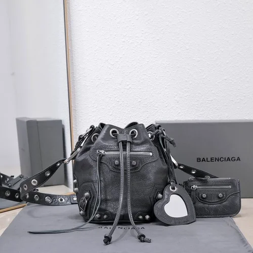 Balenciaga Original Bucket Bag Authentic Leather Drawstring Luxury