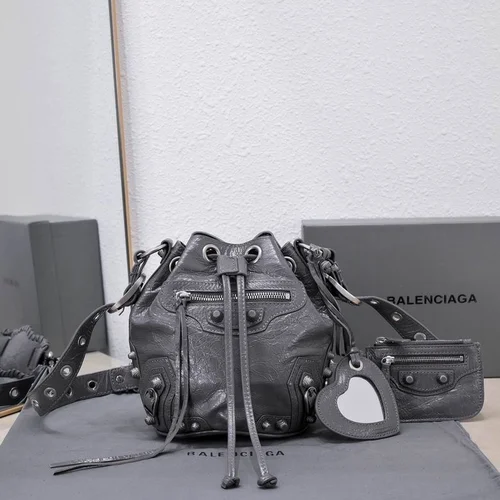 Balenciaga Original Bucket Bag Authentic Leather Drawstring Luxury