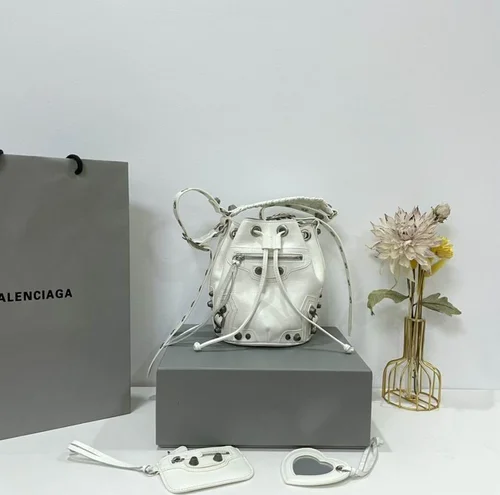 Balenciaga Original Bucket Bag Authentic Leather Drawstring Luxury