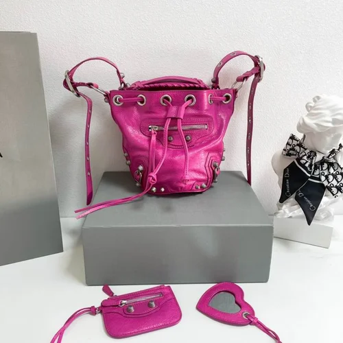 Balenciaga Original Bucket Bag Authentic Leather Drawstring Luxury
