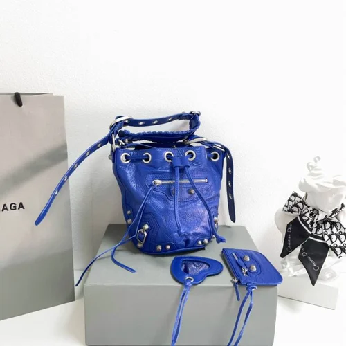 Balenciaga Original Bucket Bag Authentic Leather Drawstring Luxury