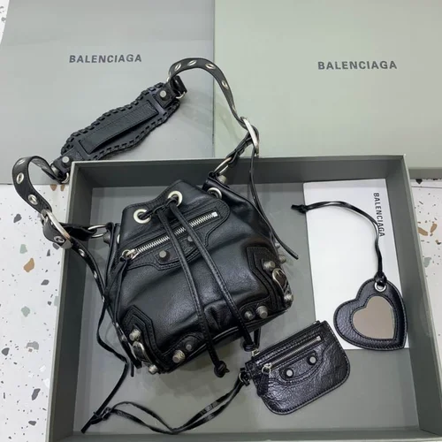Balenciaga Original Bucket Bag Authentic Leather Drawstring Luxury