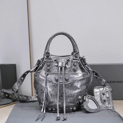 Balenciaga Original Bucket Bag Authentic Leather Drawstring Luxury