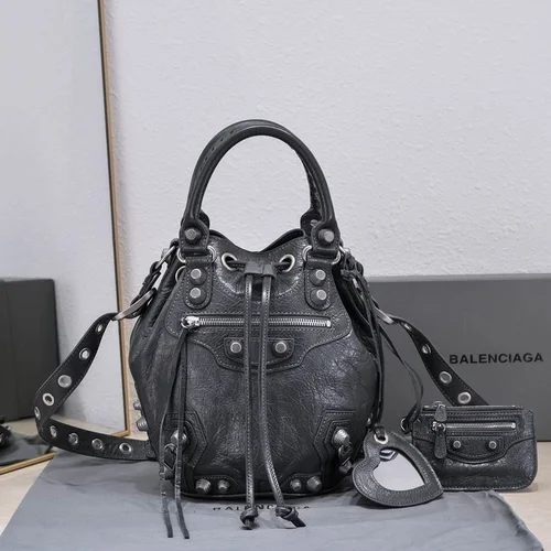 Balenciaga Original Bucket Bag Authentic Leather Drawstring Luxury