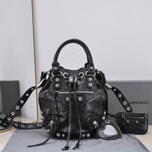 Balenciaga Original Bucket Bag Authentic Leather Drawstring Luxury