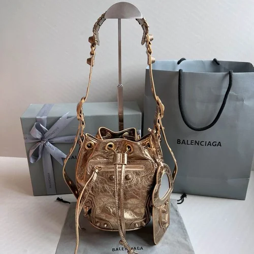 Balenciaga Original Bucket Bag Authentic Leather Drawstring Luxury