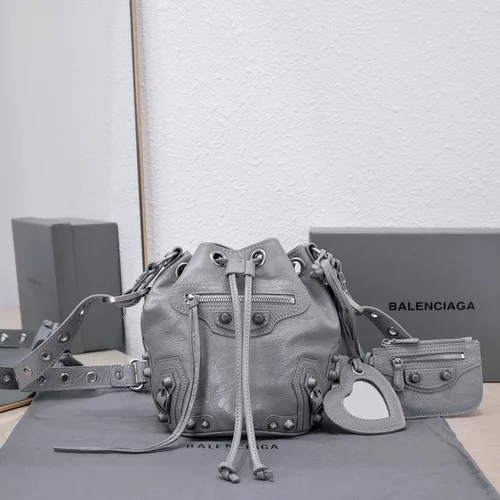 Balenciaga Original Bucket Bag Authentic Leather Drawstring Luxury