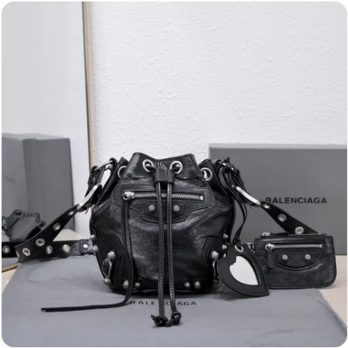 Balenciaga Original Bucket Bag Authentic Leather Drawstring Luxury