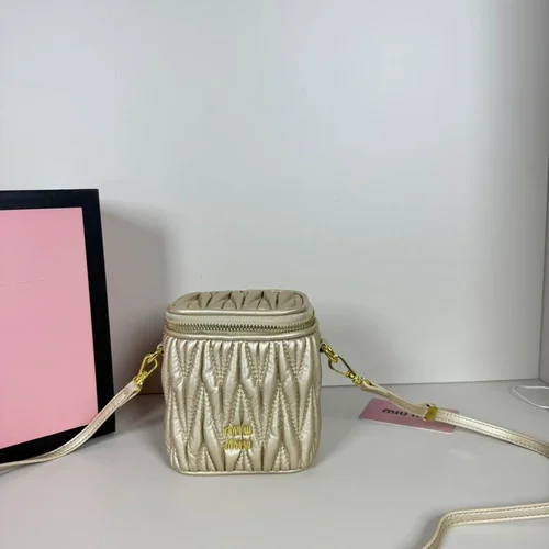 Miu Miu Makeup Cosmetic Pouch Women Luxury Matelasse