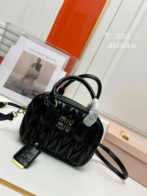 11 Miu Miu Bowling Bag Medium Women Luxury Matelasse Leather